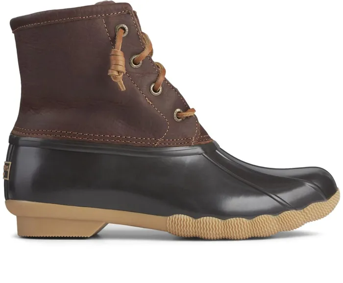 Women Saltwater Duck Boot Tan Dark Brown Sperry Boots