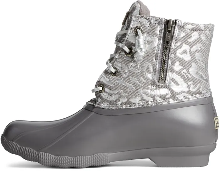 Women Saltwater Metallic Jacquard Duck Boot Silver Sperry Boots Women Saltwater Metallic Jacquard Duck Boot Silver Sperry Boots