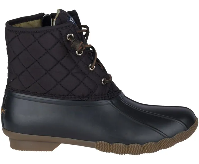 Women Saltwater Quilted Duck Boot Black Sperry Boots