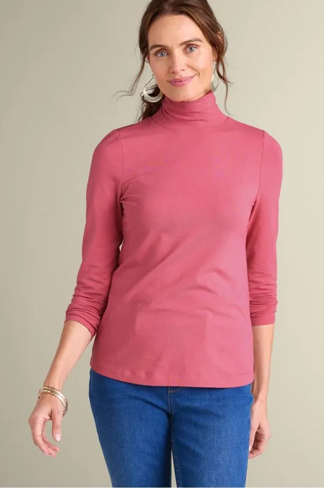 Women Sandie Knit Turtleneck Rosebud Soft Surroundings Tops Women Sandie Knit Turtleneck Rosebud Soft Surroundings Tops