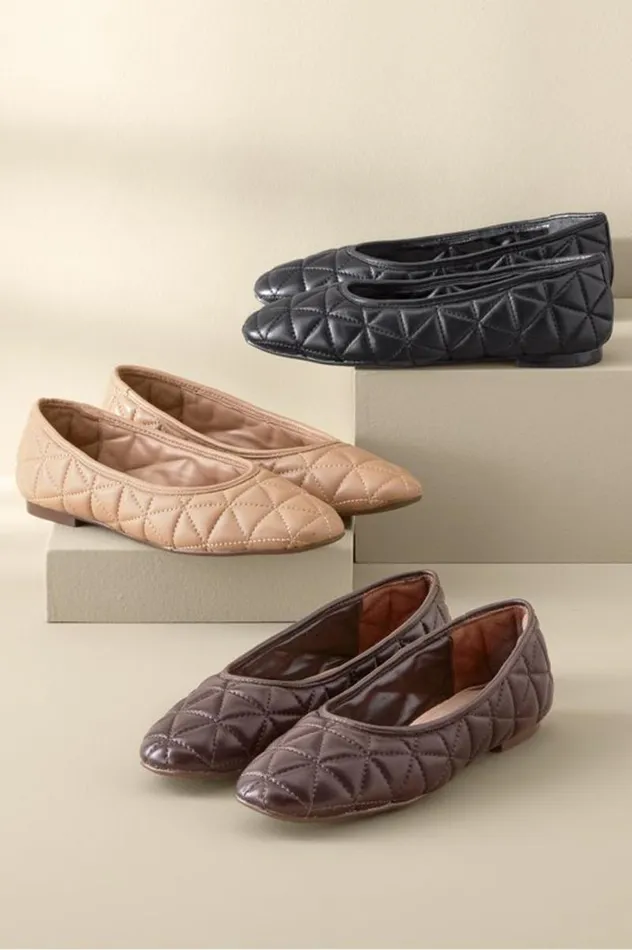 Women Schutz Arissa Quilted Ballet Flat Black Soft Surroundings Shoes