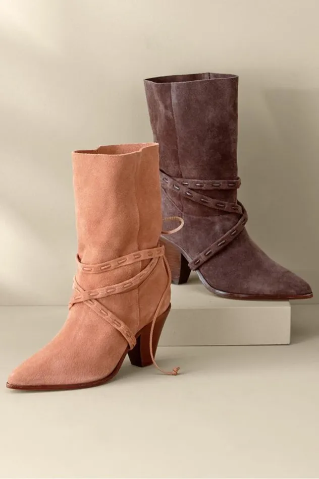 Women Schutz Portia Belted Bootie Honey Peach Soft Surroundings Shoes
