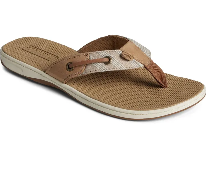 Women Seafish Chambray Striped Sandals Tan Sperry Sandals Women Seafish Chambray Striped Sandals Tan Sperry Sandals
