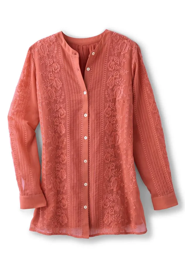 Women Serafine Embroidered Tunic Apricot Brandy Soft Surroundings Tops Women Serafine Embroidered Tunic Apricot Brandy Soft Surroundings Tops