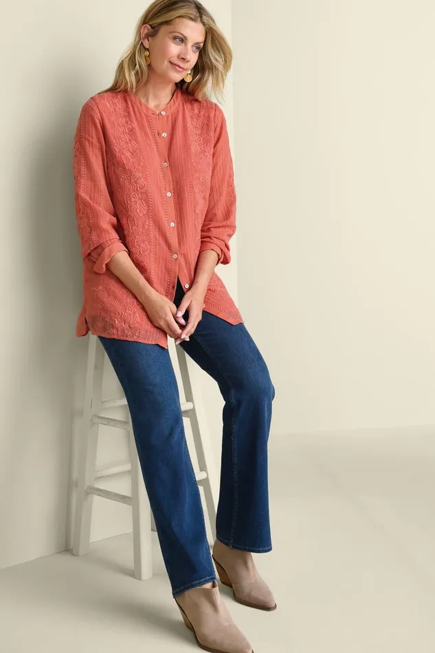 Women Serafine Embroidered Tunic Apricot Brandy Soft Surroundings Tops Women Serafine Embroidered Tunic Apricot Brandy Soft Surroundings Tops