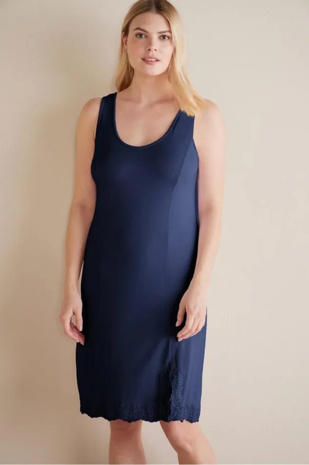 Women Serenity Bamboo Shelf Bra Sleep Dress Spring Paisley Chambray Soft Surroundings Dresses