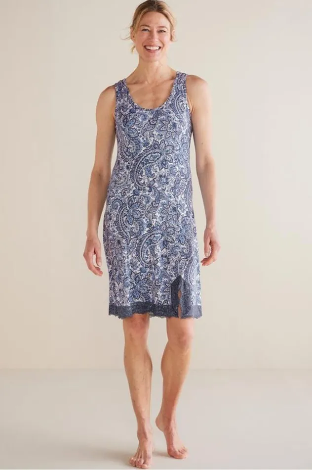 Women Serenity Bamboo Shelf Bra Sleep Dress Spring Paisley Chambray Soft Surroundings Dresses Women Serenity Bamboo Shelf Bra Sleep Dress Spring Paisley Chambray Soft Surroundings Dresses