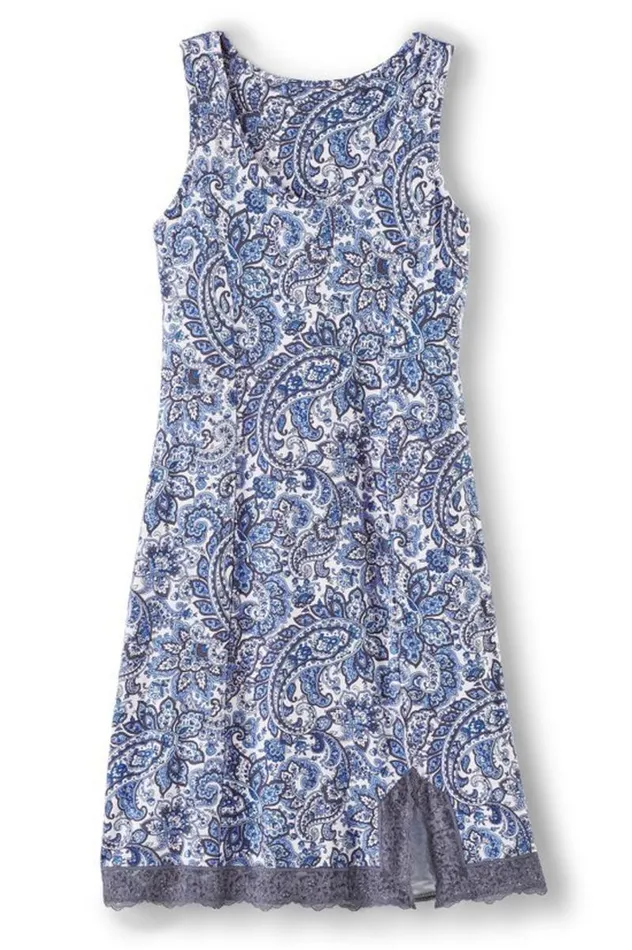 Women Serenity Bamboo Shelf Bra Sleep Dress Spring Paisley Chambray Soft Surroundings Dresses Women Serenity Bamboo Shelf Bra Sleep Dress Spring Paisley Chambray Soft Surroundings Dresses