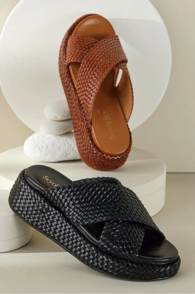 Women Seychelles Key West Platform Slide Black Soft Surroundings Shoes