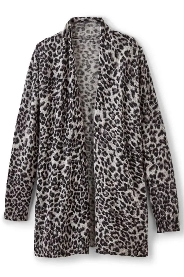 Women Sibyl Cashmere Printed Cardigan Leopard Soft Surroundings Tops Women Sibyl Cashmere Printed Cardigan Leopard Soft Surroundings Tops