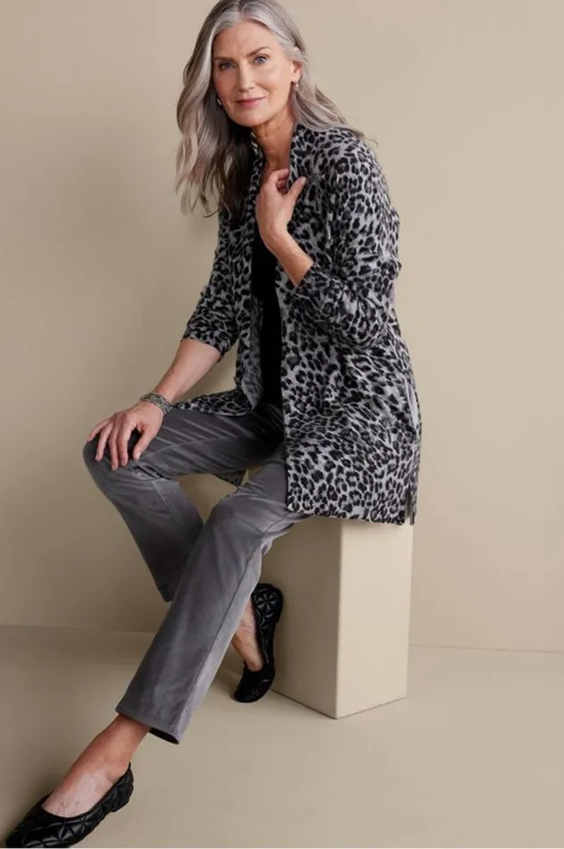 Women Sibyl Cashmere Printed Cardigan Leopard Soft Surroundings Tops Women Sibyl Cashmere Printed Cardigan Leopard Soft Surroundings Tops