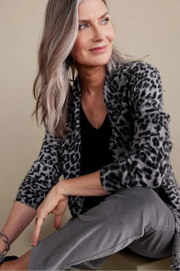 Women Sibyl Cashmere Printed Cardigan Leopard Soft Surroundings Tops Women Sibyl Cashmere Printed Cardigan Leopard Soft Surroundings Tops