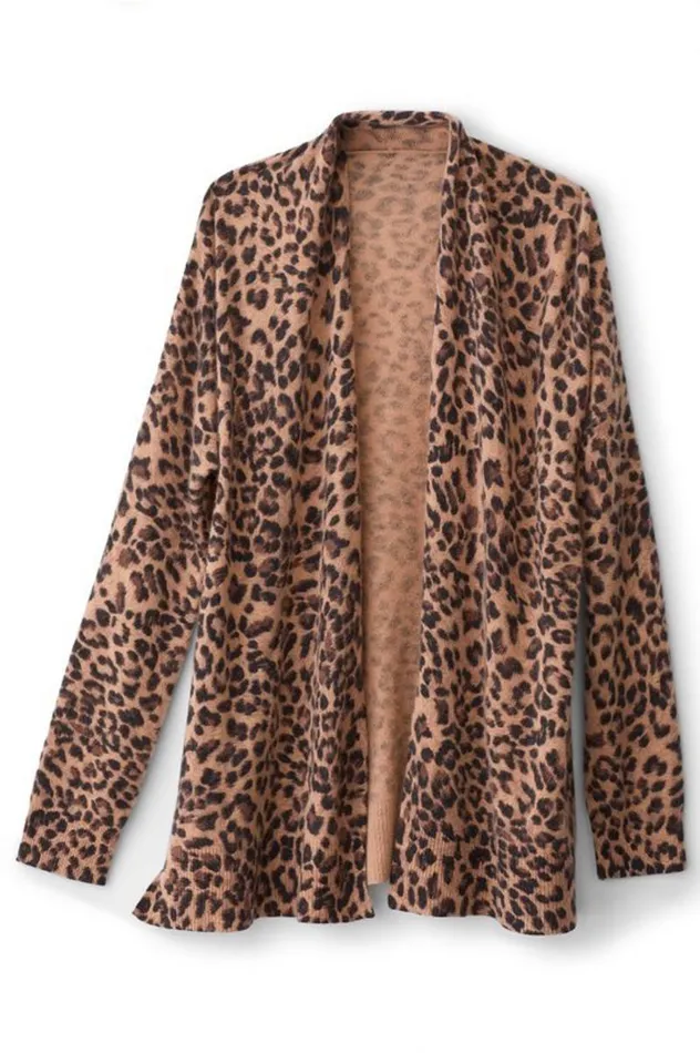 Women Sibyl Cashmere Printed Cardigan Leopard Soft Surroundings Tops Women Sibyl Cashmere Printed Cardigan Leopard Soft Surroundings Tops