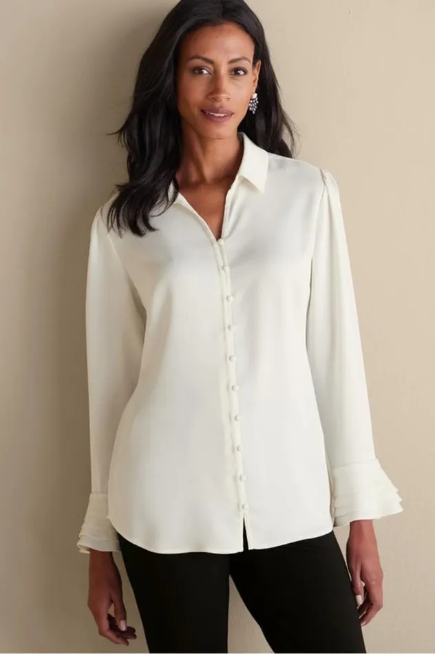 Women Sonnet Blouse Ecru Soft Surroundings Tops