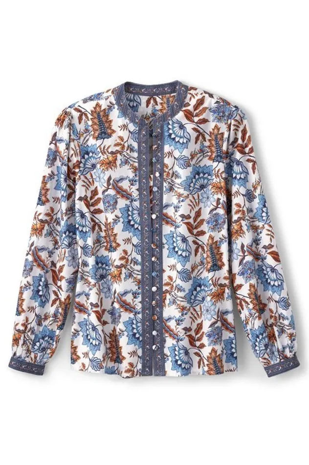 Women Tracy Top Chambray Calico Soft Surroundings Tops Women Tracy Top Chambray Calico Soft Surroundings Tops