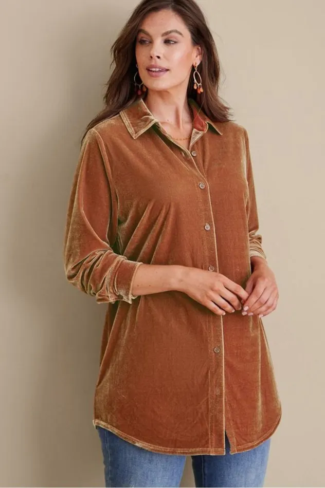 Women Velvet Boyfriend Tunic Shirt Berry Soft Surroundings Tops Women Velvet Boyfriend Tunic Shirt Berry Soft Surroundings Tops