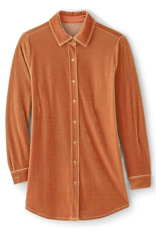 Women Velvet Boyfriend Tunic Shirt Berry Soft Surroundings Tops Women Velvet Boyfriend Tunic Shirt Berry Soft Surroundings Tops