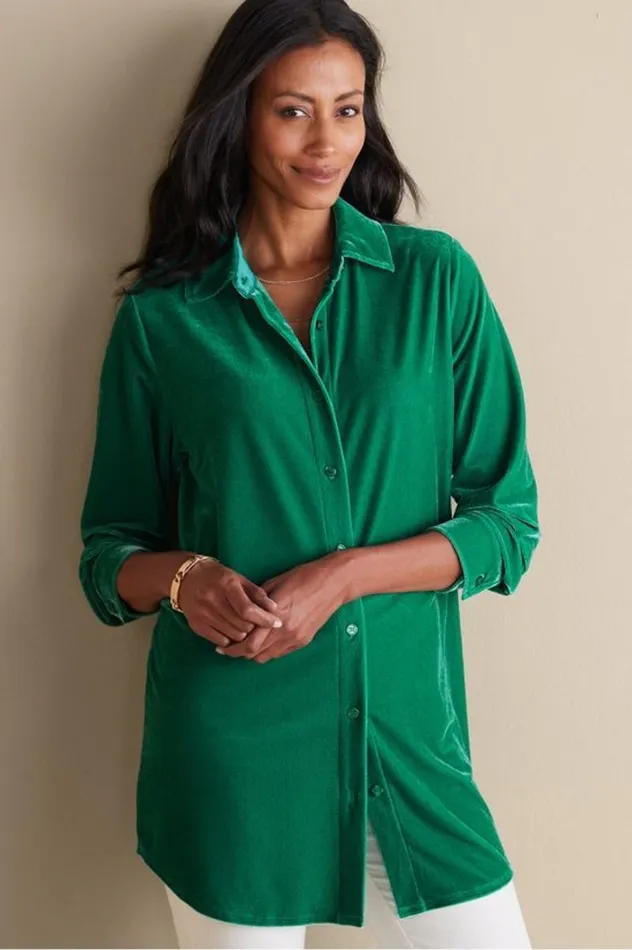 Women Velvet Boyfriend Tunic Shirt Berry Soft Surroundings Tops Women Velvet Boyfriend Tunic Shirt Berry Soft Surroundings Tops