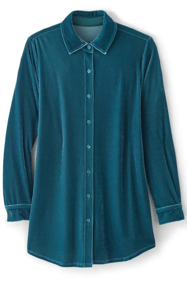 Women Velvet Boyfriend Tunic Shirt Berry Soft Surroundings Tops Women Velvet Boyfriend Tunic Shirt Berry Soft Surroundings Tops