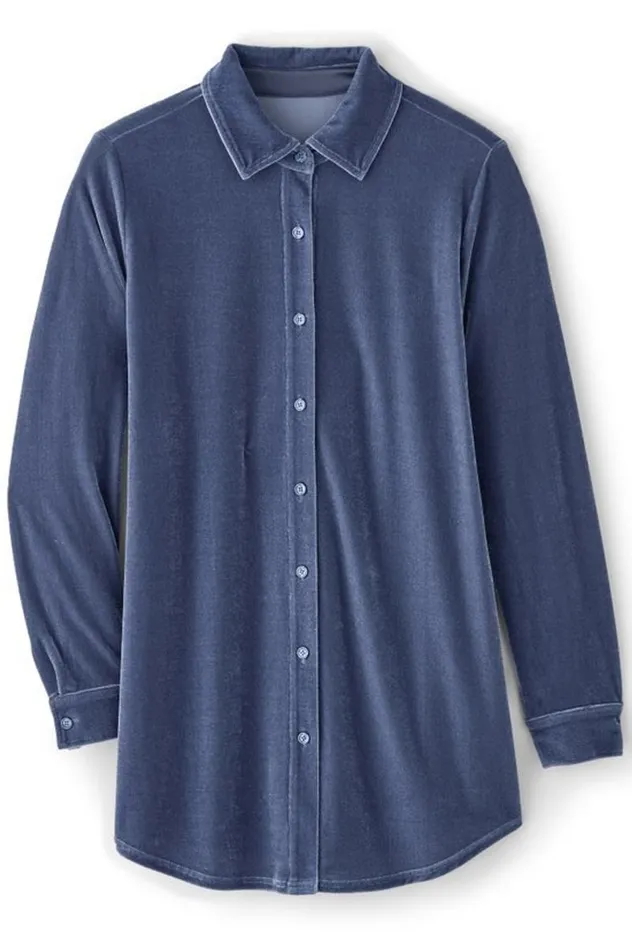 Women Velvet Boyfriend Tunic Shirt Berry Soft Surroundings Tops Women Velvet Boyfriend Tunic Shirt Berry Soft Surroundings Tops
