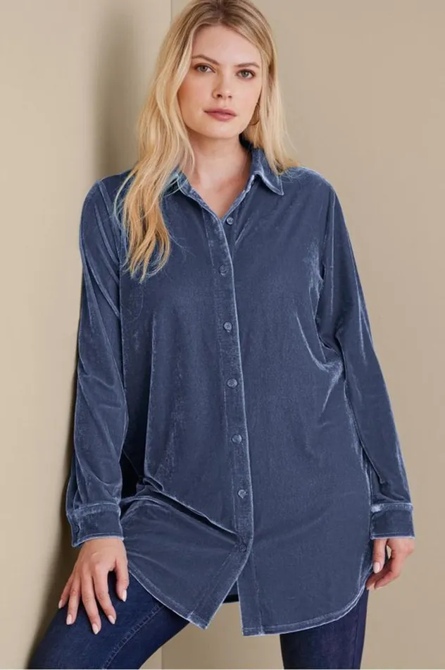 Women Velvet Boyfriend Tunic Shirt Berry Soft Surroundings Tops Women Velvet Boyfriend Tunic Shirt Berry Soft Surroundings Tops