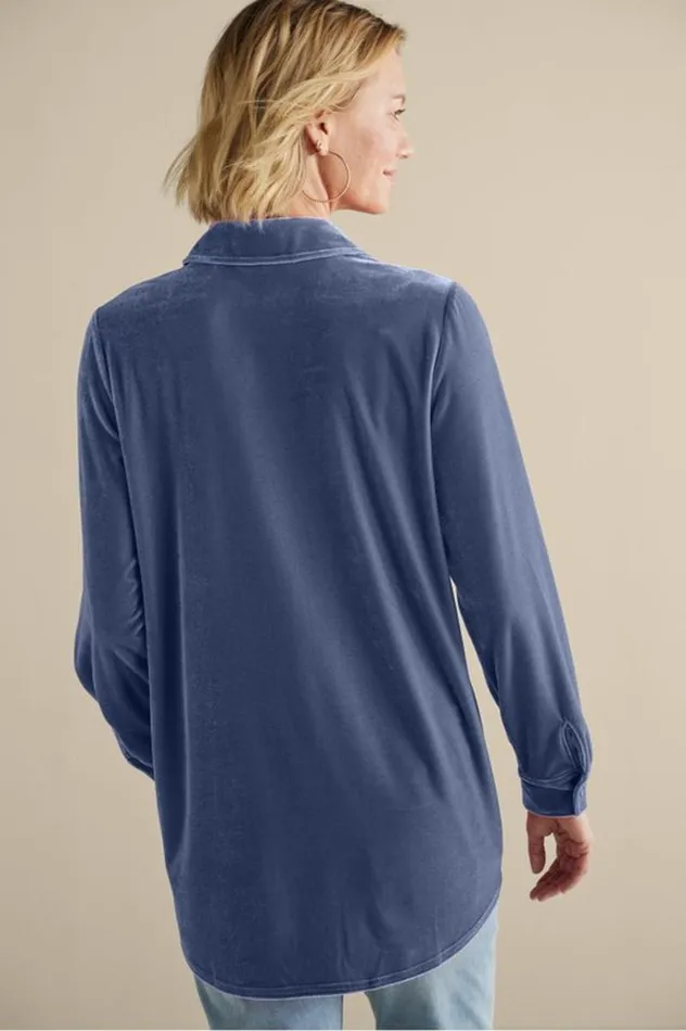 Women Velvet Boyfriend Tunic Shirt Berry Soft Surroundings Tops Women Velvet Boyfriend Tunic Shirt Berry Soft Surroundings Tops