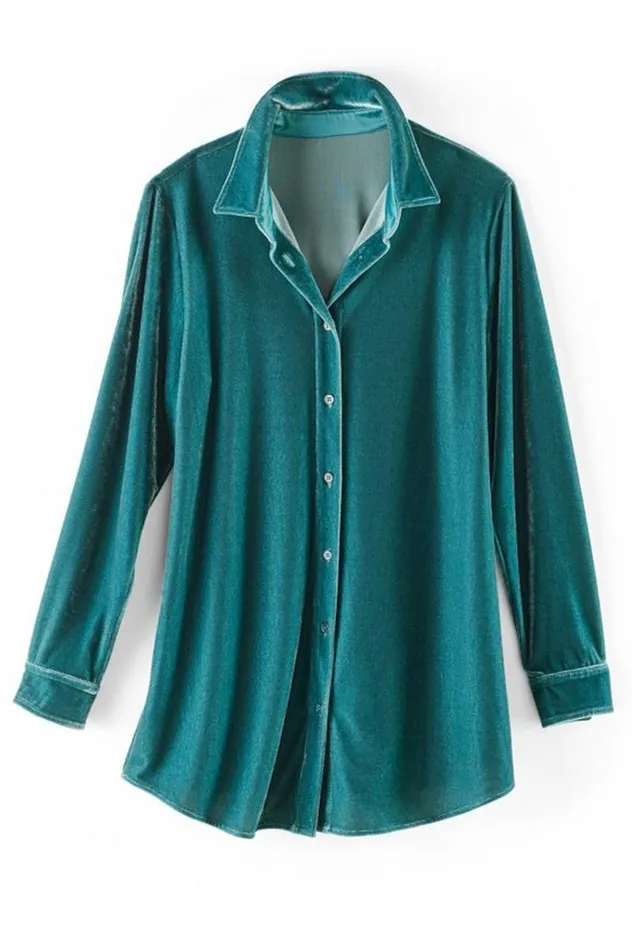 Women Velvet Boyfriend Tunic Shirt Berry Soft Surroundings Tops Women Velvet Boyfriend Tunic Shirt Berry Soft Surroundings Tops