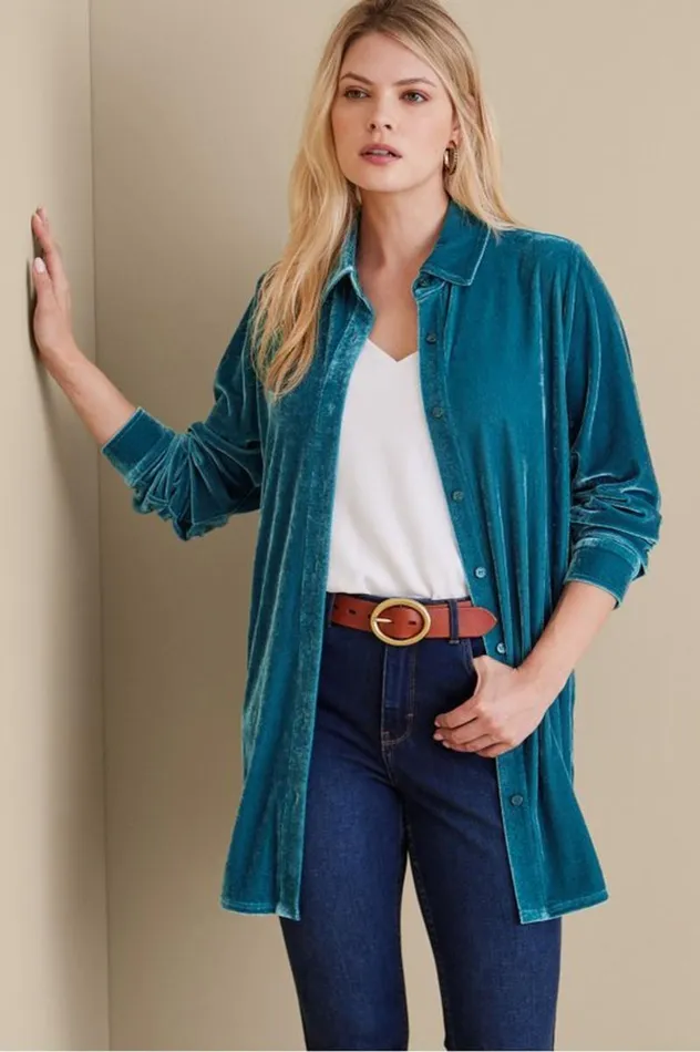 Women Velvet Boyfriend Tunic Shirt Berry Soft Surroundings Tops Women Velvet Boyfriend Tunic Shirt Berry Soft Surroundings Tops