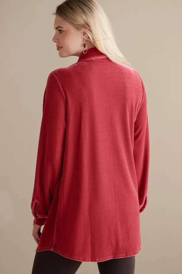 Women Velvet Boyfriend Tunic Shirt Berry Soft Surroundings Tops Women Velvet Boyfriend Tunic Shirt Berry Soft Surroundings Tops