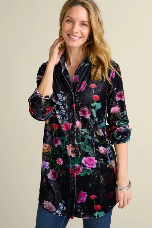 Women Velvet Boyfriend Tunic Shirt Berry Soft Surroundings Tops Women Velvet Boyfriend Tunic Shirt Berry Soft Surroundings Tops