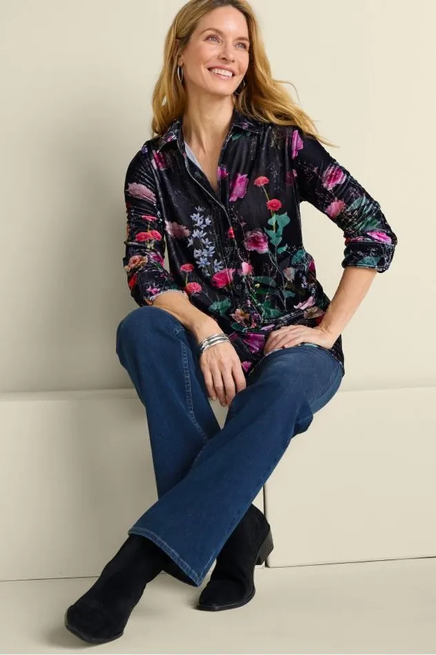 Women Velvet Boyfriend Tunic Shirt Berry Soft Surroundings Tops Women Velvet Boyfriend Tunic Shirt Berry Soft Surroundings Tops