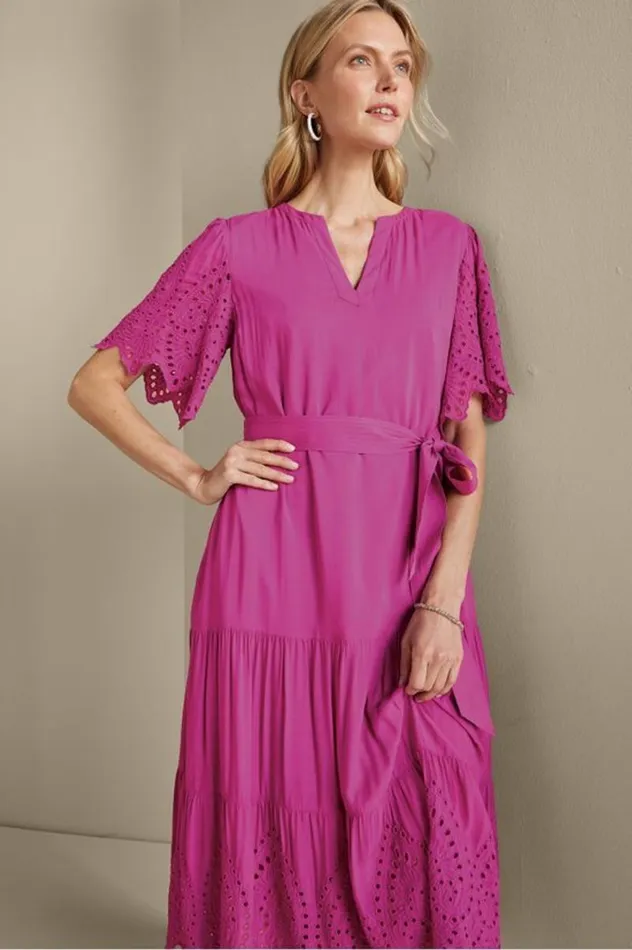 Women Verena Eyelet Midi Dress Deep Orchid Soft Surroundings Dresses Women Verena Eyelet Midi Dress Deep Orchid Soft Surroundings Dresses