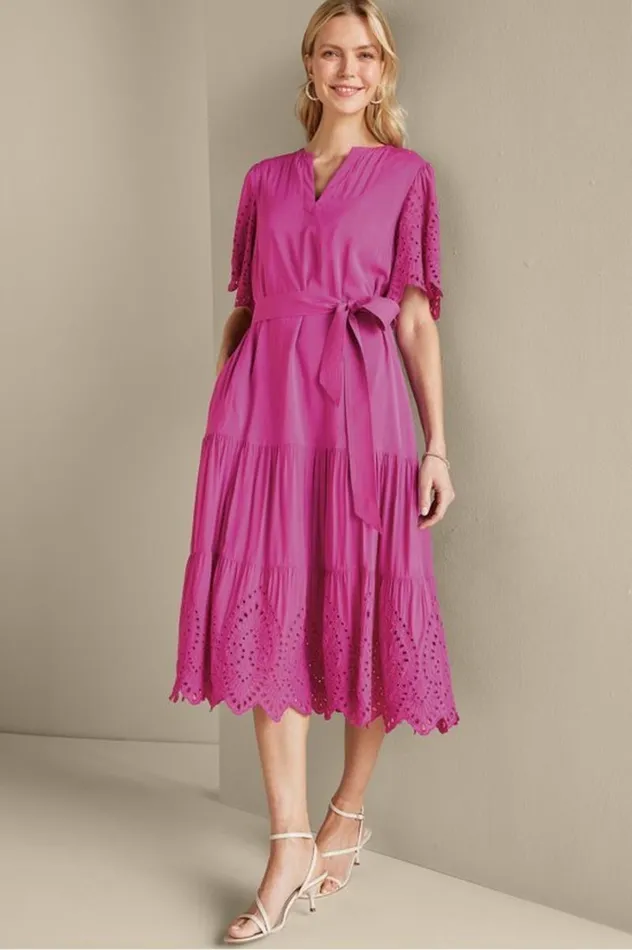 Women Verena Eyelet Midi Dress Deep Orchid Soft Surroundings Dresses Women Verena Eyelet Midi Dress Deep Orchid Soft Surroundings Dresses