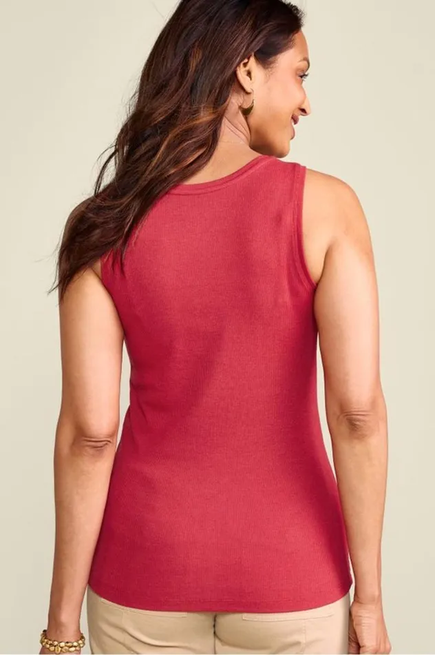 Women Veronica Ribbed Tank American Beauty Soft Surroundings Tops Women Veronica Ribbed Tank American Beauty Soft Surroundings Tops