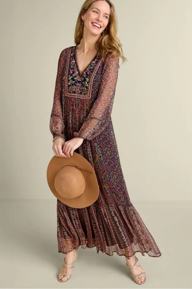 Women Zellige Maxi Dress Tuscan Medallion Soft Surroundings Dresses
