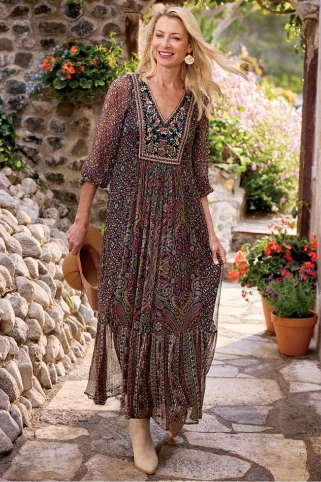 Women Zellige Maxi Dress Tuscan Medallion Soft Surroundings Dresses Women Zellige Maxi Dress Tuscan Medallion Soft Surroundings Dresses