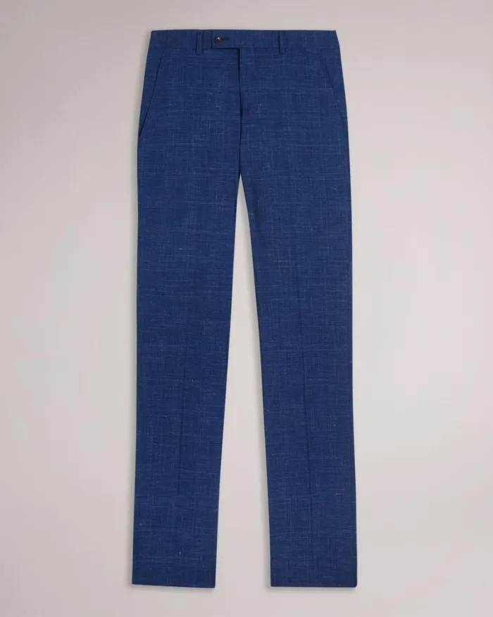 Wool And Linen Check Suit Trousers Navy Men Ted Baker Clothing