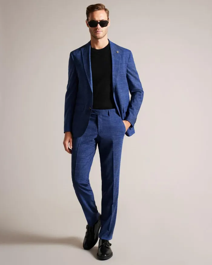 Wool And Linen Check Suit Trousers Navy Men Ted Baker Clothing Wool And Linen Check Suit Trousers Navy Men Ted Baker Clothing