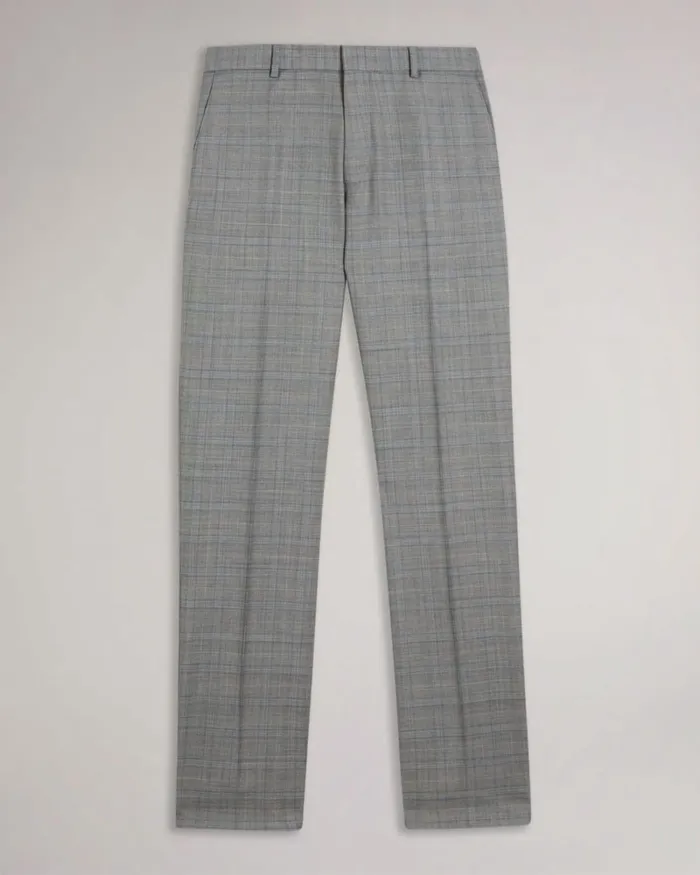 Wool Blend Check Trousers Gray Men Ted Baker Clothing