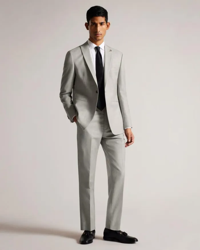 Wool Cross Hatch Suit Trousers Stone Men Ted Baker Clothing Wool Cross Hatch Suit Trousers Stone Men Ted Baker Clothing