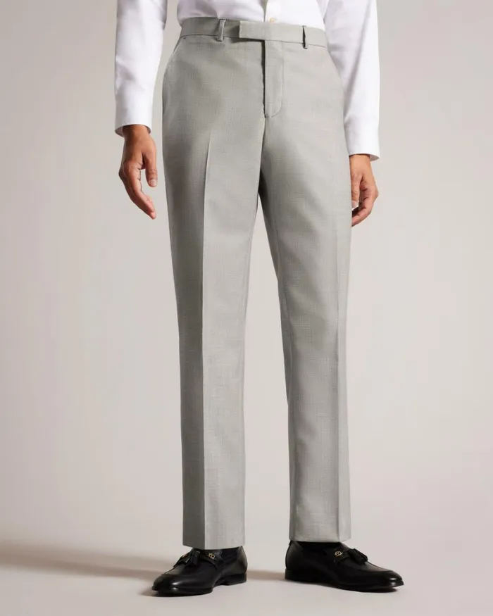Wool Cross Hatch Suit Trousers Stone Men Ted Baker Clothing Wool Cross Hatch Suit Trousers Stone Men Ted Baker Clothing