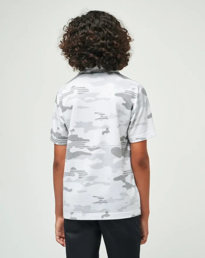 Youth Youth Tops TravisMathew HEATER CAMO YOUTH POLO White