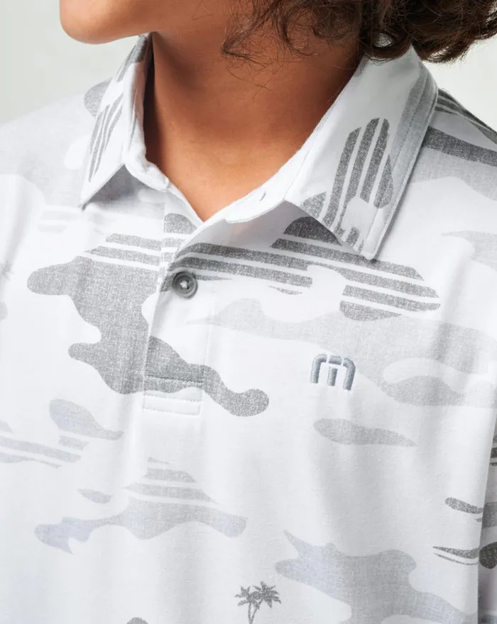Youth Youth Tops TravisMathew HEATER CAMO YOUTH POLO White