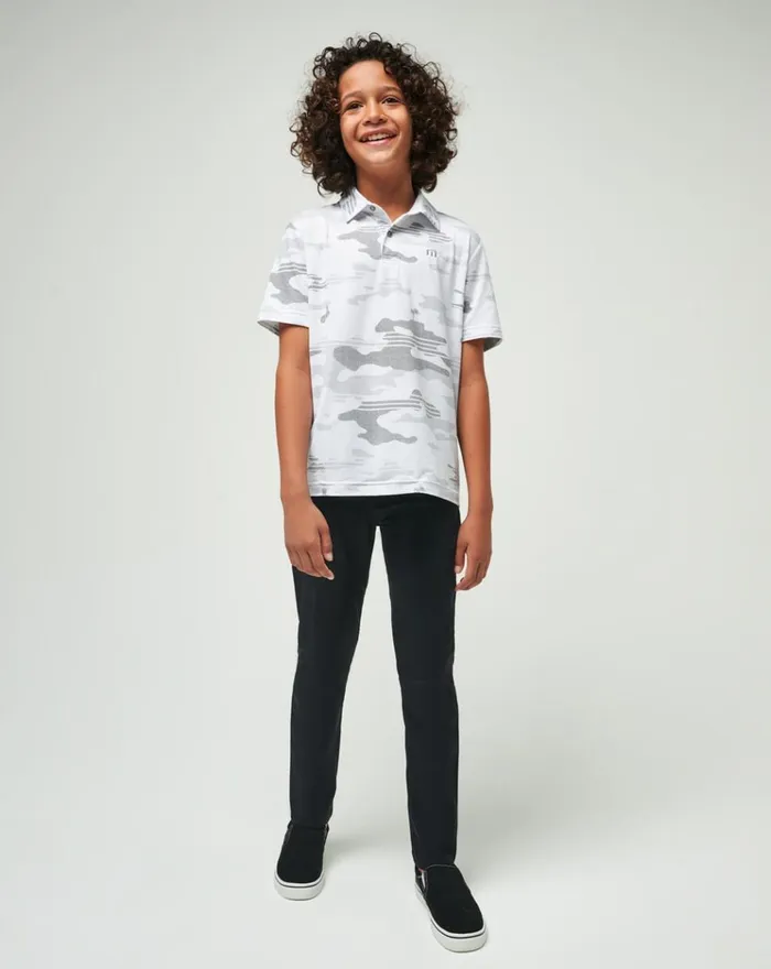 Youth Youth Tops TravisMathew HEATER CAMO YOUTH POLO White