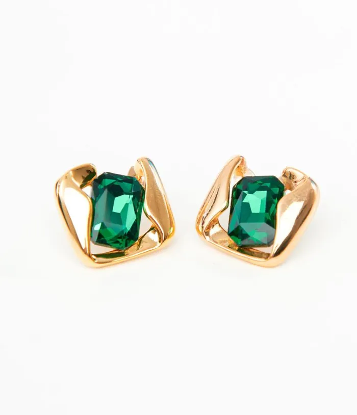 1920s Emerald and Gold Earrings Accessories Unique Vintage Earrings