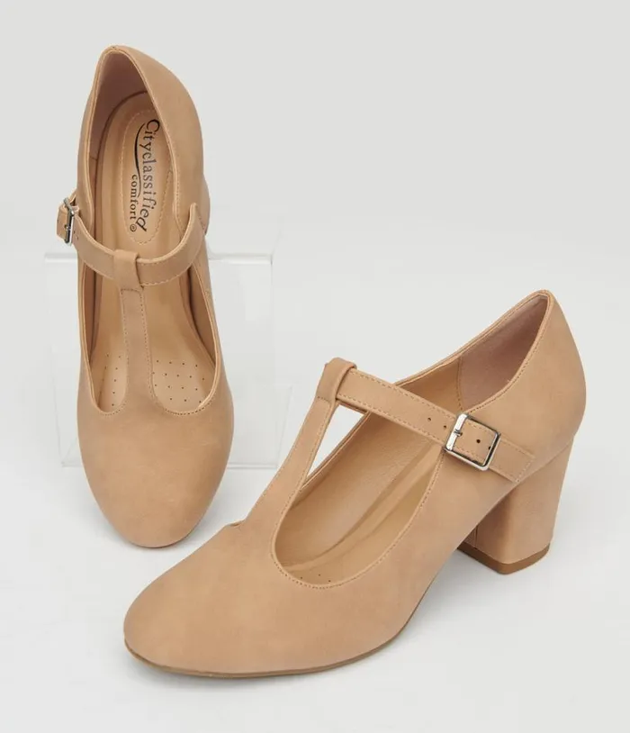 1920s Nude Suede TStrap Mary Jane Heels Shoes Unique Vintage Heels