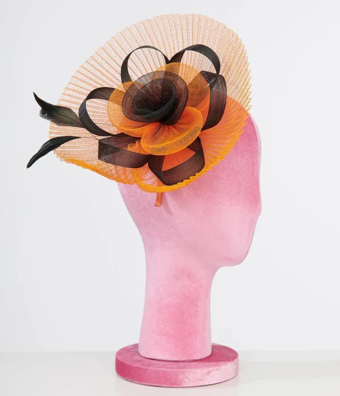1930s Orange and Black Halloween Fascinator AccessoriesHalloween Unique Vintage Accessories 1930s Orange and Black Halloween Fascinator AccessoriesHalloween Unique Vintage Accessories