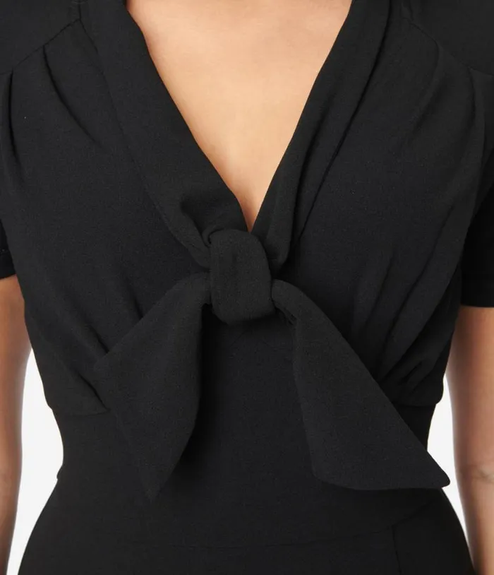 1940s All Black Holloway Wiggle Dress Dresses Unique Vintage Pencil