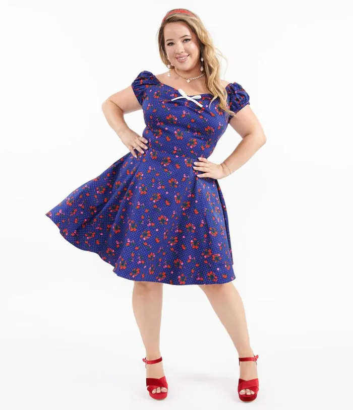 1950s Collectif Plus Size Blue and Mixed Berries Print Dolores Mini Dress DressesPlus Unique Vintage Pocket Dresses 1950s Collectif Plus Size Blue and Mixed Berries Print Dolores Mini Dress DressesPlus Unique Vintage Pocket Dresses