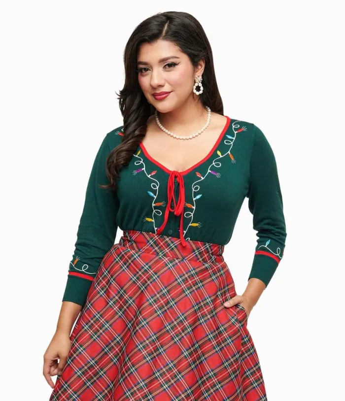1950s Green Holiday Lights Crop Cardigan Clothing Unique Vintage Sweaters and Cardigans 1950s Green Holiday Lights Crop Cardigan Clothing Unique Vintage Sweaters and Cardigans